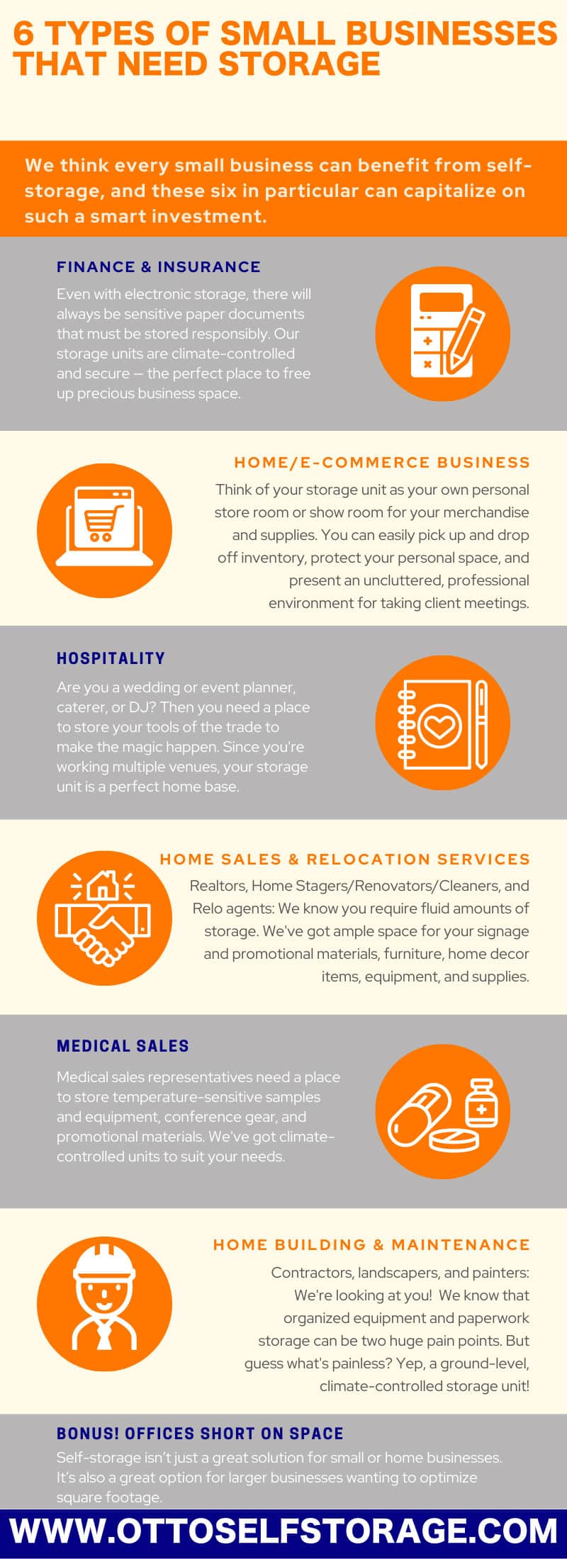 6 Types of Small Businesses That Need Storage Infographic